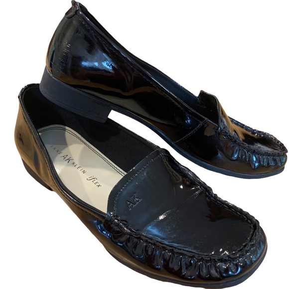 Anne Klein AK Flex Black Patent Leather Slip-on Shoes 8 - Picture 1 of 8